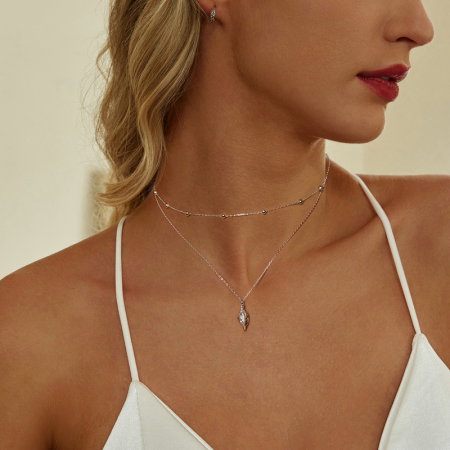 Colier argint dublu cu melc de mare [1]