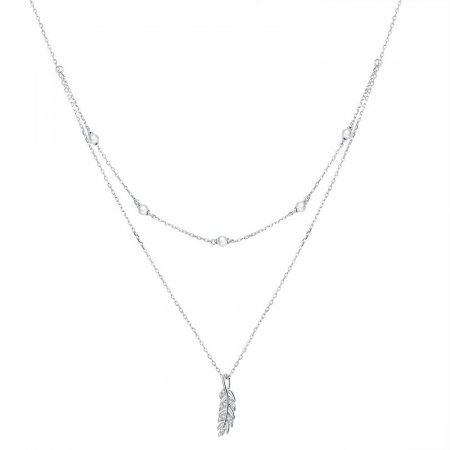 Colier argint dublu cu spic de grau