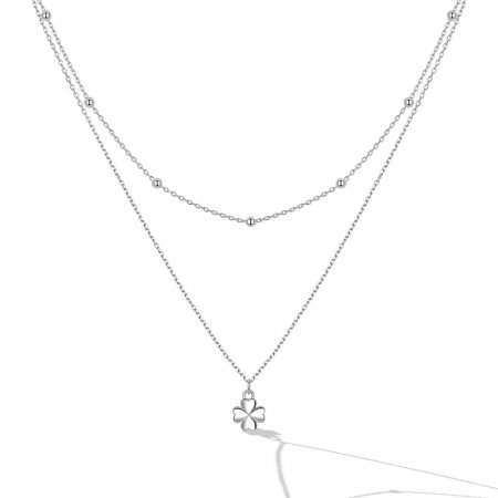 Colier argint dublu cu trifoi cu 4 foi [1]
