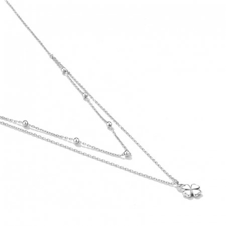 Colier argint dublu cu trifoi cu 4 foi [3]