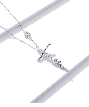 Colier argint cruce Faith cu zirconii [7]