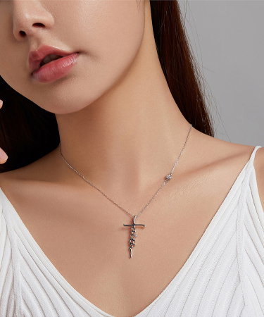 Colier argint cruce Faith cu zirconii [8]
