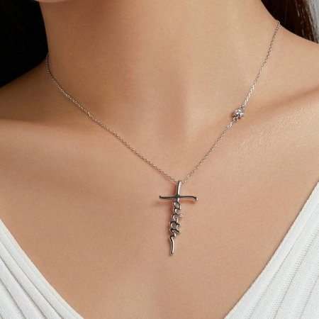 Colier argint cruce Faith cu zirconii [3]