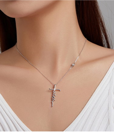 Colier argint cruce Faith cu zirconii [1]
