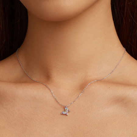 Colier argint fluturas colorat [1]