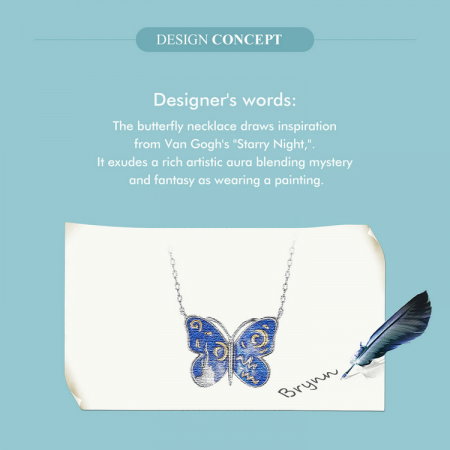 Colier argint fluturas cu cer instelat [12]