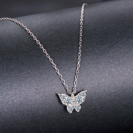 Colier argint fluture cu Moissanit [2]