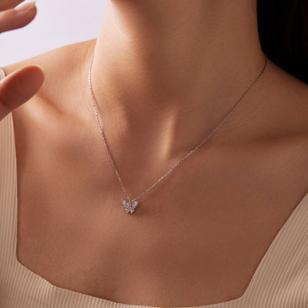 Colier argint fluture cu Moissanit [3]