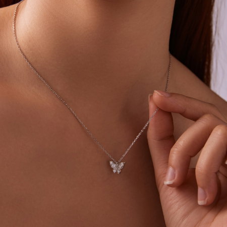 Colier argint fluture cu Moissanit [1]