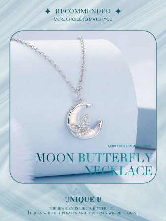 Colier argint fluture si semiluna [13]