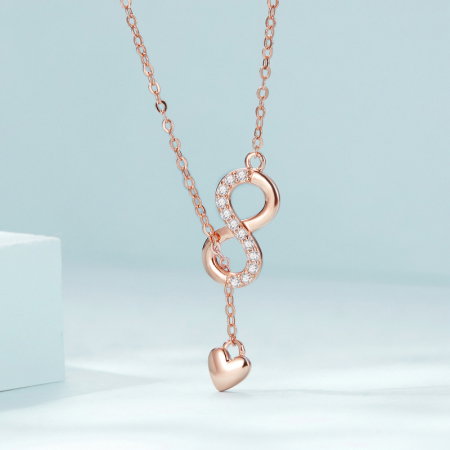 Colier argint aur roz cu Infinit cu zirconii [1]