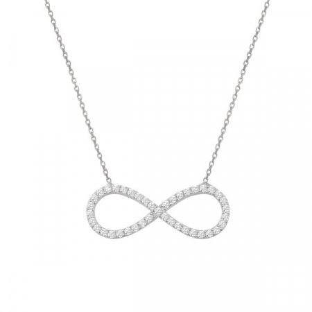 Colier argint Infinity cu zirconii placat cu rodiu [0]