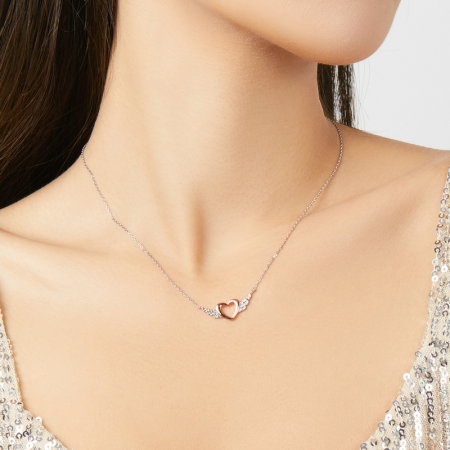 Colier argint Inima cu Aripi de Inger placat cu platina si aur roz [2]
