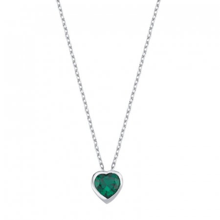 Colier argint inimioara cu zirconiu emerald [0]