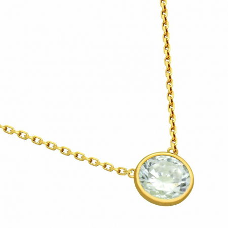 Colier argint placat cu aur, cu zirconiu de 7,5 mm