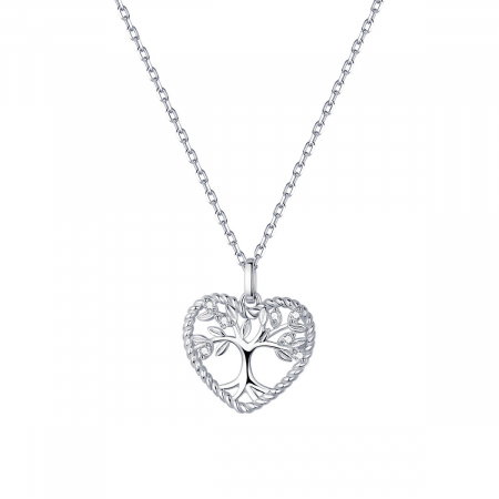Colier argint placat cu platina cu Copacul Vietii si zirconii