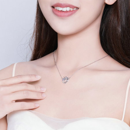 Colier argint placat cu platina cu pandantiv Unicorn si cristale colorate [8]