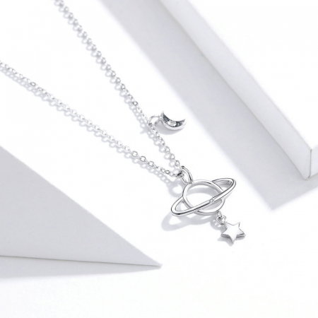 Colier argint Planeta cu Luna si Stea [6]