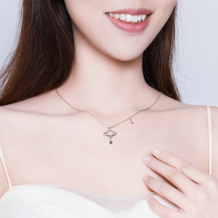 Colier argint Planeta cu Luna si Stea [2]