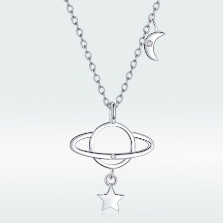 Colier argint Planeta cu Luna si Stea [3]