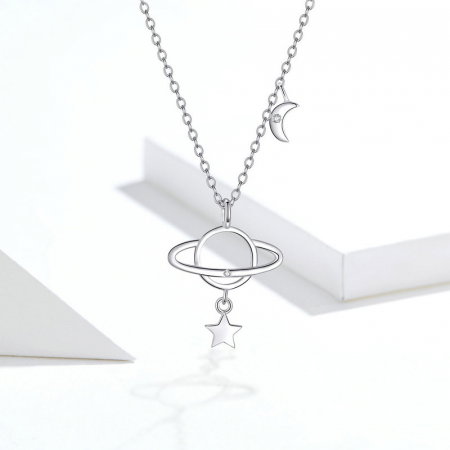 Colier argint Planeta cu Luna si Stea [4]