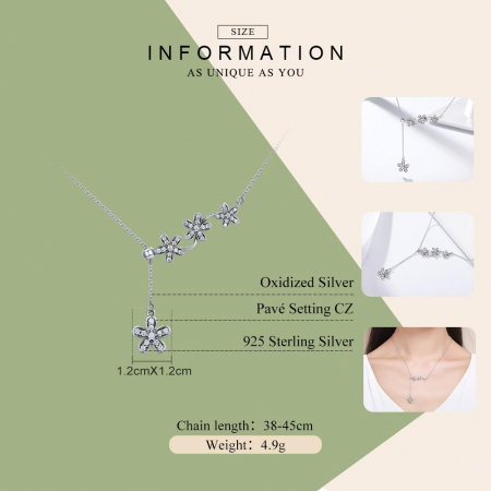 Colier argint reglabil cu flori si zirconii [5]