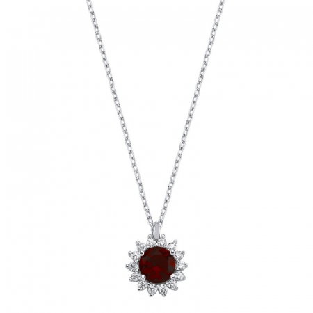 Colier argint Solitaire cu zirconiu granat [0]