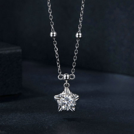 Colier argint stea cu Moissanit [5]