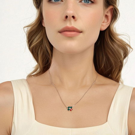 Colier argint trifoi cu 4 foi si gargarita [3]