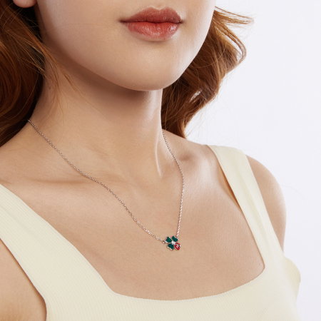 Colier argint trifoi cu 4 foi si gargarita [8]