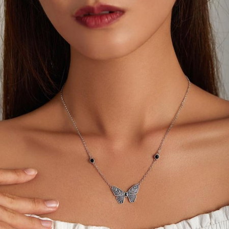 Colier argint vintage cu fluture [1]