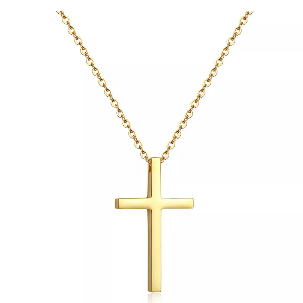 Colier auriu din inox lant cu cruce [2]