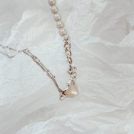 Colier din inox cu perle si inimioara [7]