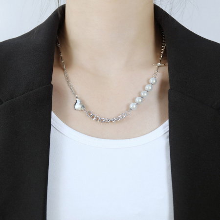 Colier din inox cu perle si inimioara [1]