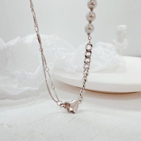 Colier din inox cu perle si inimioara [5]