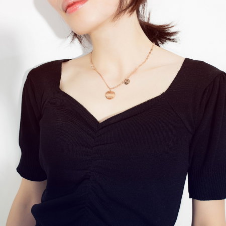 Colier Noroc din inox placat cu aur roz. [3]