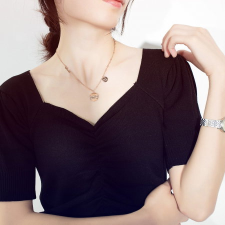 Colier Noroc din inox placat cu aur roz. [1]