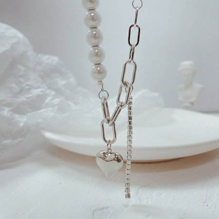 Colier din inox cu perle si inimioara [1]