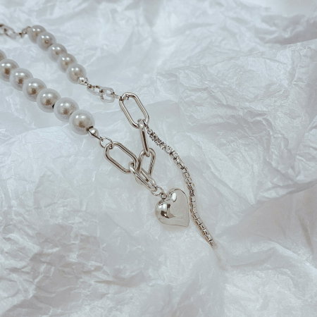 Colier din inox cu perle si inimioara [6]