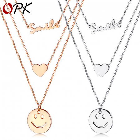 Colier din inox cu lant triplu si Smiley [3]