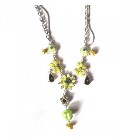 Colier cu floricele si zirconii verzi [1]