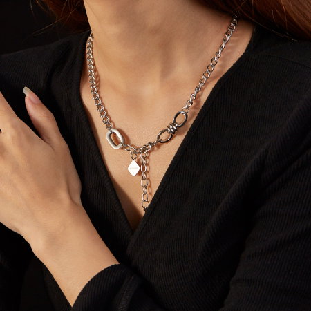 Colier inox reglabil cu cruce si mesaj "With God" [7]