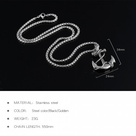 Colier inox ancora 55 cm [5]