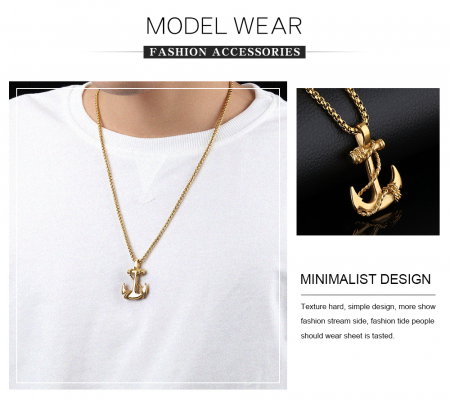 Colier inox ancora 55 cm [2]