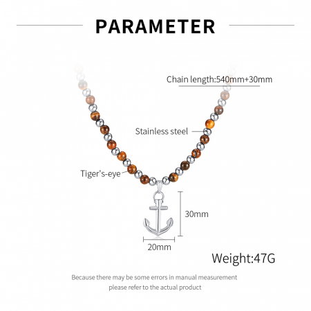 Colier inox Ancora cu Ochi de Tigru [12]