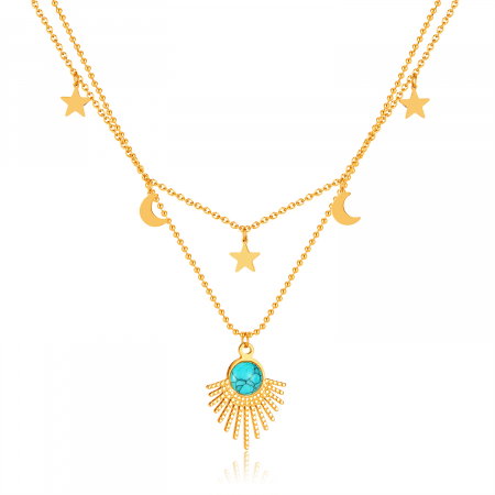 Colier inox astral cu turcoaz
