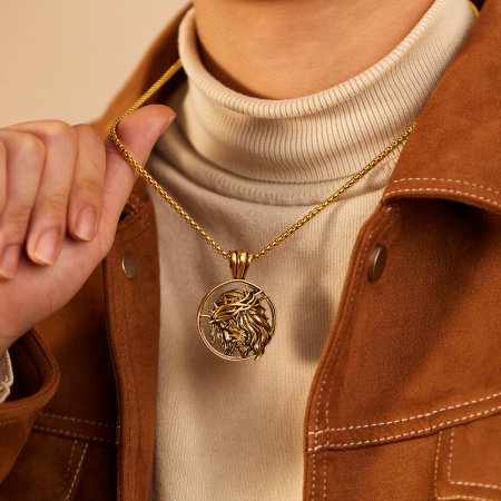 Colier inox auriu cu Isus [5]