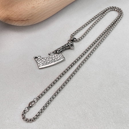 Colier inox argintiu barda Skull Chopper [5]