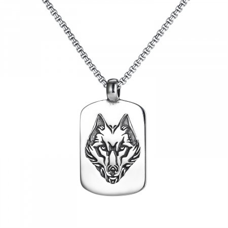 Colier inox placuta cu cap de lup [6]