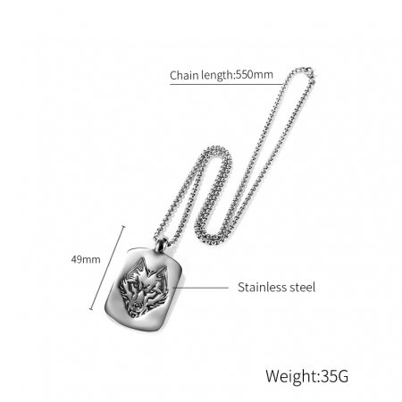 Colier inox placuta cu cap de lup [5]